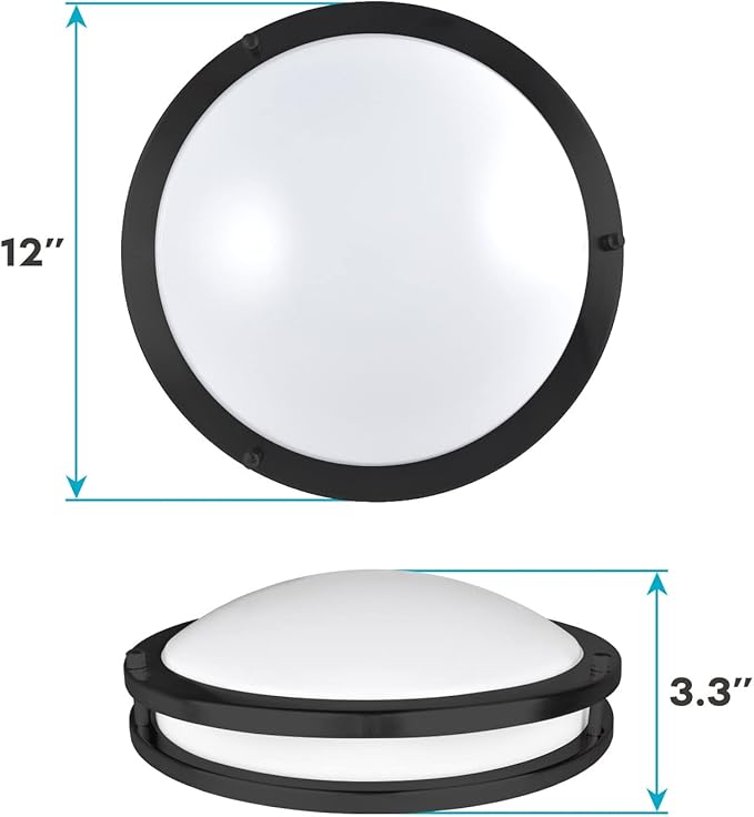 LUXRITE 12 Inch LED Flush Mount Ceiling Light, 5 Color Selectable 2700K | 3000K | 3500K | 4000K | 5000K, Dimmable, Modern Ceiling Light Fixture, 14W, 1120 Lumens, Energy Star, ETL Listed, Matte Black