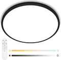 24 Inch Large LED Flush Mount Ceiling Light Fixtures - 56W Dimmable Kitchen Ceiling Light with Remote, 5600lm, 3000K/4500K/6000K Adjustable LED Ceiling Lamp for Bedroom, Black
