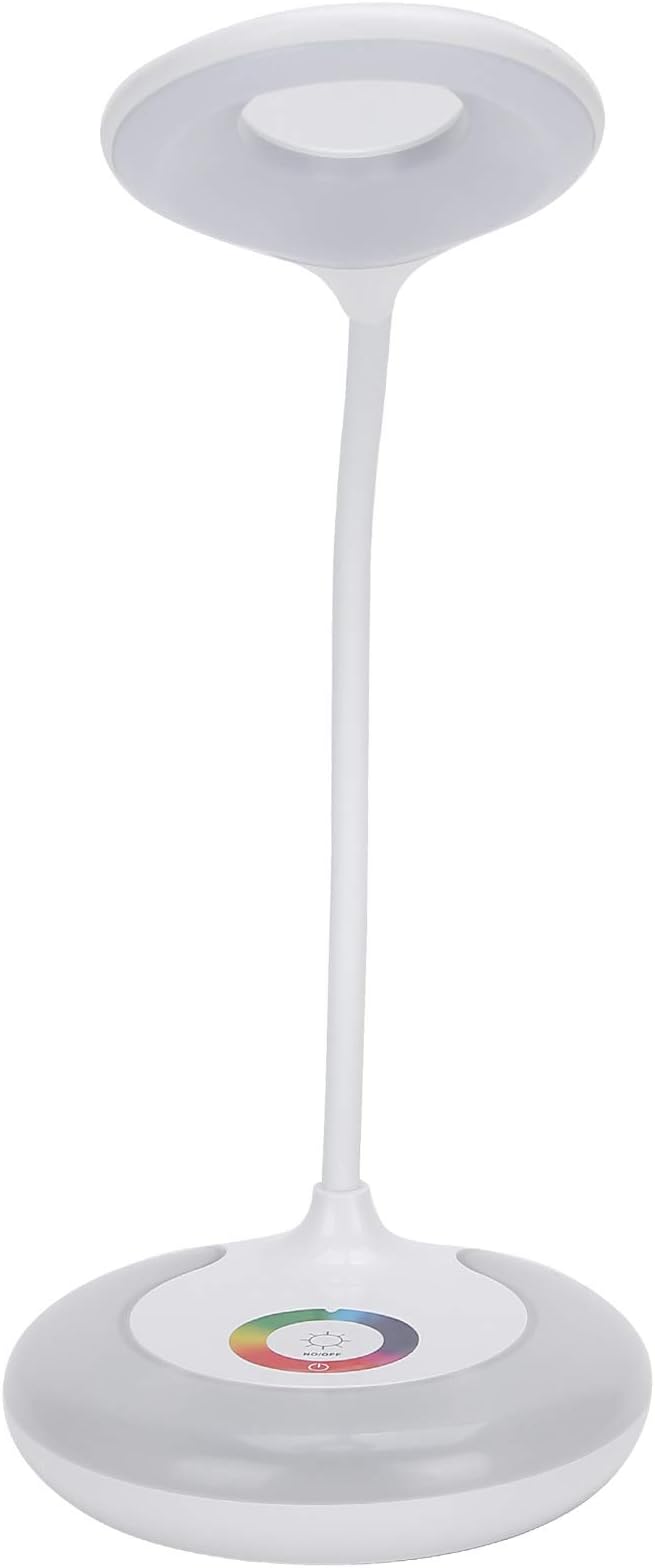 Fdit LED Desk Lamp with 3 Dimmable Modes and RGB Color Lights, 360 Adjustable Gooseneck, USB Powered Eye Protection Table Lamp for Reading, Study, and Bedroom, 5W Energy Saving (Plug in Version)