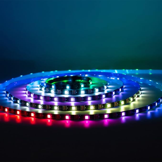 WS2812b 150Pixels 5M Individually Addressable LED Pixel Strip Programmable Full Color SMD 5050 RGB Strip Rope Light DC 5V Waterproof (Black PCB 16.4FT 30Pixels/m IP65)