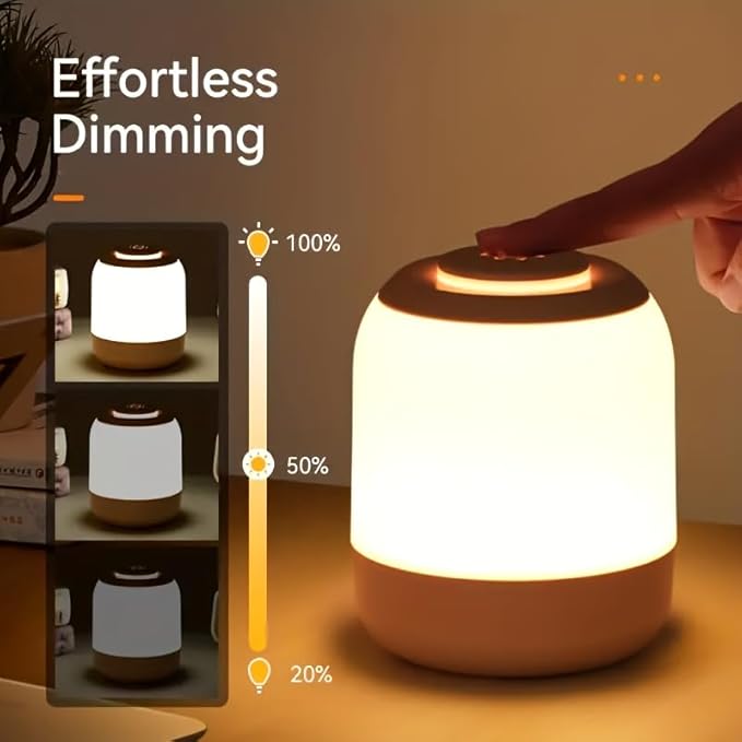Touch Control Night Light, 3 Brightness Adjustable LED Bedside Lamp, Portable Table Lamp, Best Gift for Men Women Teens Kids Children Sleeping Aid