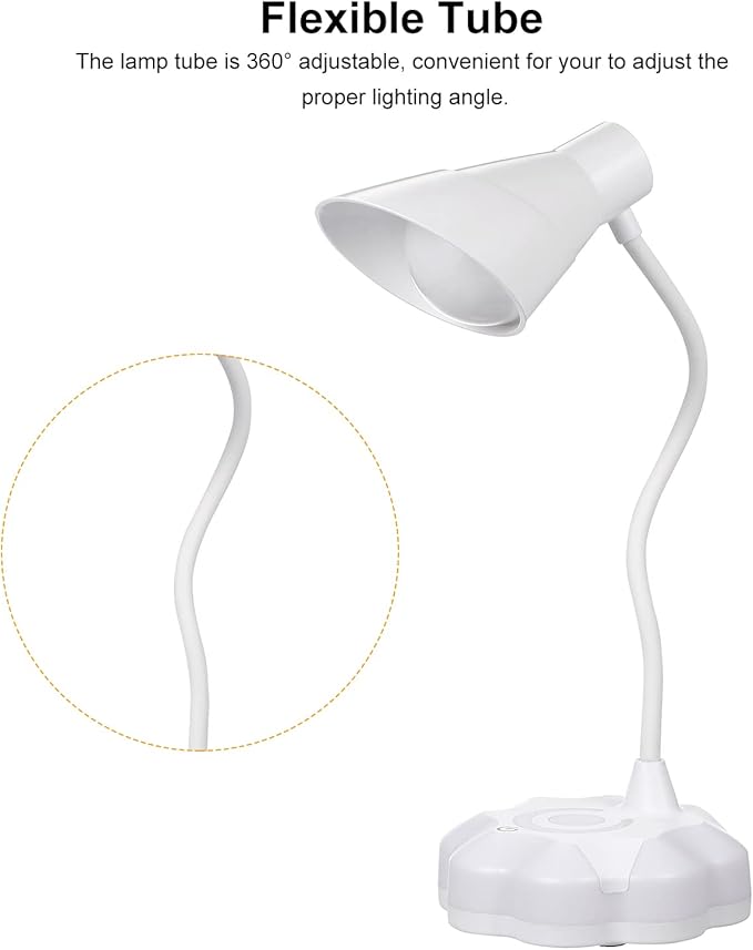 LED Desk Lamp for Bedroom, Eye Protection Table Light with Adjustable Brightness and Flexible Goose Neck Tube, Touch Control Table Lamps for Home Office Study Room (1)