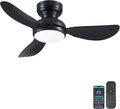 36 Inch Flush Mount Ceiling Fan with Light, 3 Reversible Blades, Remote & APP Control, 3 CCT Dimmable for Bedroom Living Room, Black
