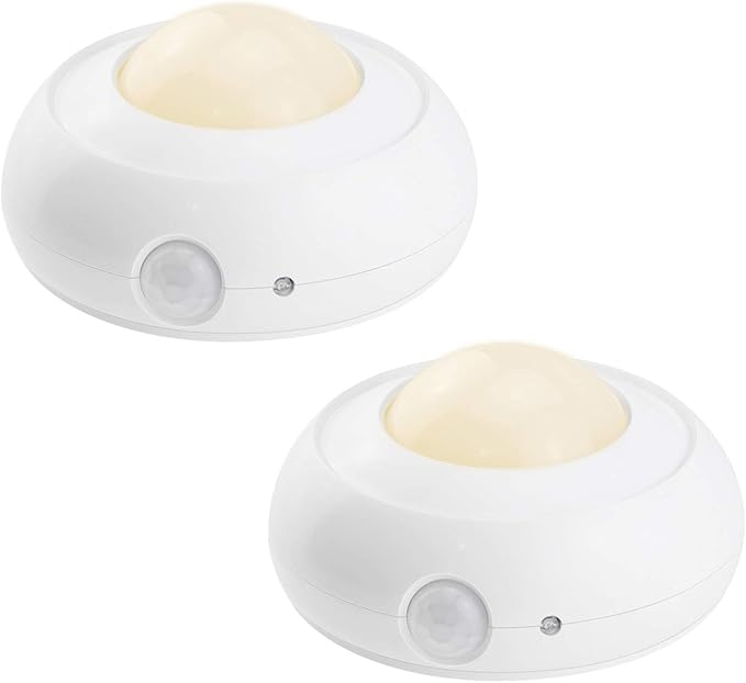 BIGLIGHT Battery Powered Motion Sensor Light, Battery Operated Puck Lights, Wireless LED Night Lights, Stick on Wall Lights for Closet Shelf Cabinet Pantry Counter Stairs Steps