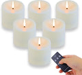 3"x3" Flickering Flameless Candles Waterproof, Battery Operated Candles with Remote Timer, Last 600 Hours Electric Fake LED Candles for Halloween Christmas Decoration, Ivory White, Set of 6