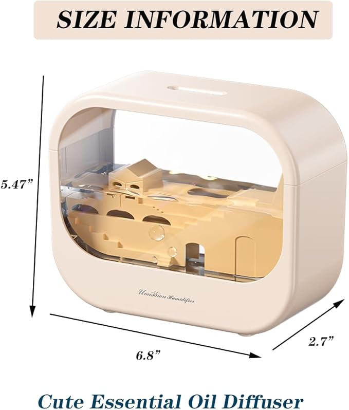 Essential Oil Diffuser, Cute Humidifier with 7 LED Light Colors, Waterless Auto Shut-Off & Timer Setting Cool Mist Humidifier Diffuser for Spa Home Yoga Office Bedroom(Cream)