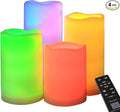 Set of 4 Multicolor LED Pillar Candles Outdoor IP64 Waterproof 3x4 3x5 3x6 3x7 - Color Changing Pillar Candles Battery Powered - Unscented LED Candles Assorted Colors with Timer and Remote