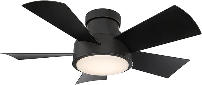 Vox Indoor and Outdoor 5-Blade 38in Smart Flush Mount Ceiling Fan in Matte Black with 3500K LED Light Kit and Remote Control works with Alexa and iOS or Android Modern Forms App