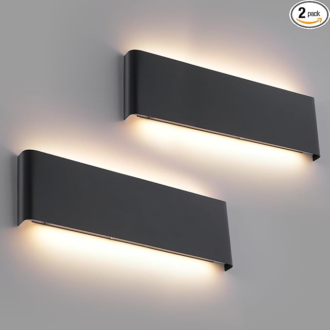 5 CCT (3000K-6500K) Adjustable Dimmable Wall Lamp 32W Modern Black LED vanity light Up and Down Wall Lighting 32.6 Inch Indoor Wall Sconce for Bedroom Staircase Hallway Dressing Table 2 Pack