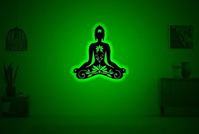 Lotus Symbol Relax Neon Sign, Mandala Yoga Room Night Light, Yoga Buddha Lotus Metal Wall Art Rgb Led Light Buddhist Namaste Sign Home Decor Buddhism Decoration Man Cave Housewarming Birthday Gift