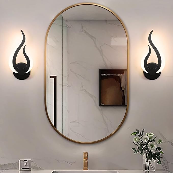 Modern Wall Sconce Set of 2, Wall Light Hardwired with 2.4G Remote Control, 10W LED Black Wall Mounted Lights, 3000K-6000K Dimmable, LED Wall Lights for Living Room Bedroom Hallway Bedside