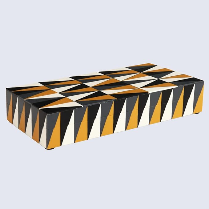 Handicrafts Home Large Decorative Storage Box with Lid, Coffee Table Storage Box, Decorative Remote Control Holder, Keepsake Storage Box for Living Room & Shelf Decor, Puzzle Guild 12 x 6 x 2