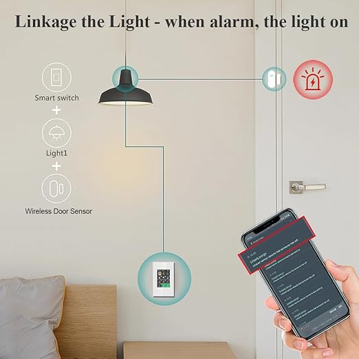 LANBON L8 LCD Alarm Smart Switch, Smart Home Security & Light Control Switch,Indoor Alarm System for Home Security,DIY Door/Window Alarm with APP No Subscription-7 Pieces Kit,Need Neutral Wire,L8-HAK