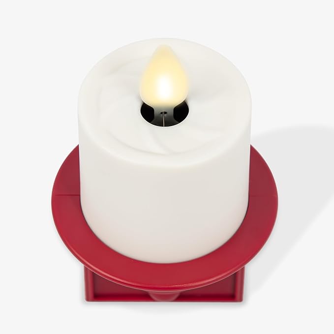 Luminara Flameless Candle Nightlight w/Dusk to Dawn Light Dark Auto Sensor, Red Wall Plug Indoor Night LED Light w/Real-Flame Effect Technology, Bathroom Bedroom Hallway, No Remote Needed