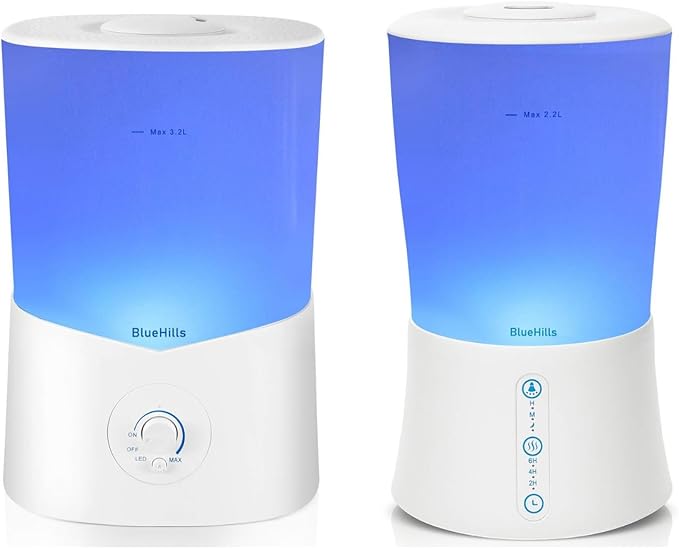 BlueHills Premium Large 3000 ML and 2000 ML XL Essential Oil Diffusers Humidifiers Combo Set of 2 for Large Room Home with Décor LED Lights Great Gift – Value Pack of White.