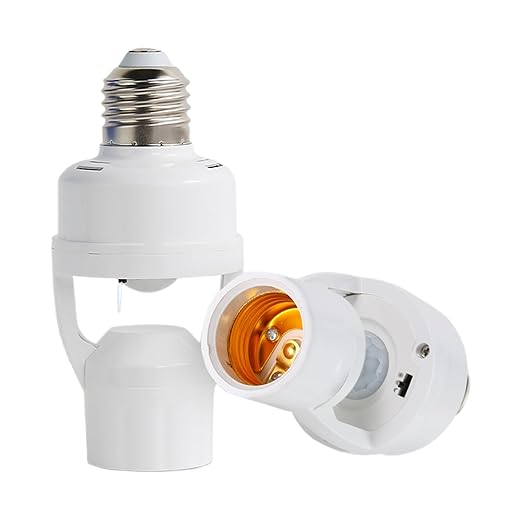 Automatic Light Socket - Infrared Radar Motion Sensor, Screw Bulb Holder Adapter, Hands Free Lighting Control Design, Smart Home Feature, Designed for Garage Basement Front Door Exit