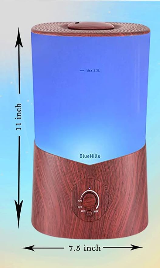 BlueHills Premium Set of Two Large 2000 ML and 3000 ML XL Essential Oil Diffusers Humidifier Combo for Large Room Home with Décor LED Lights Great Gift – Value Pack of Dark Wood Grain.