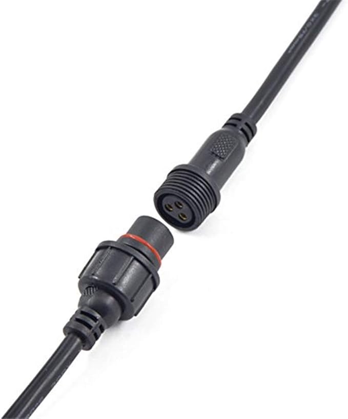 5Pairs 3pin Black Electrical Connector LED Connector for LED Lights 20cm Extension Cable 40cm/Pair 0.75mm² 22mm Nut