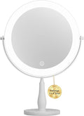 11.8" Extra Large 16.54" Tall Lighted Makeup Mirror, 1X/5X, 2-Sided Magnifying Mirror with 96 LEDs, 3 Color Dimmable Lights, 360° Swivel, LED Vanity Mirror, White - Great Gift