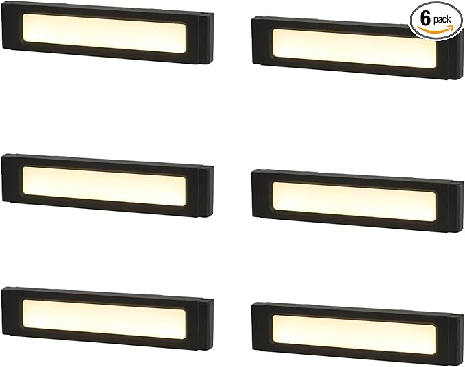 Low Voltage LED Step Lights (6.5×0.67×1.44 in) - 1.2W Die-Cast Aluminum Stair Lighting with Patent Connector, Wet Location Safe Outdoor Steps 6-Pack