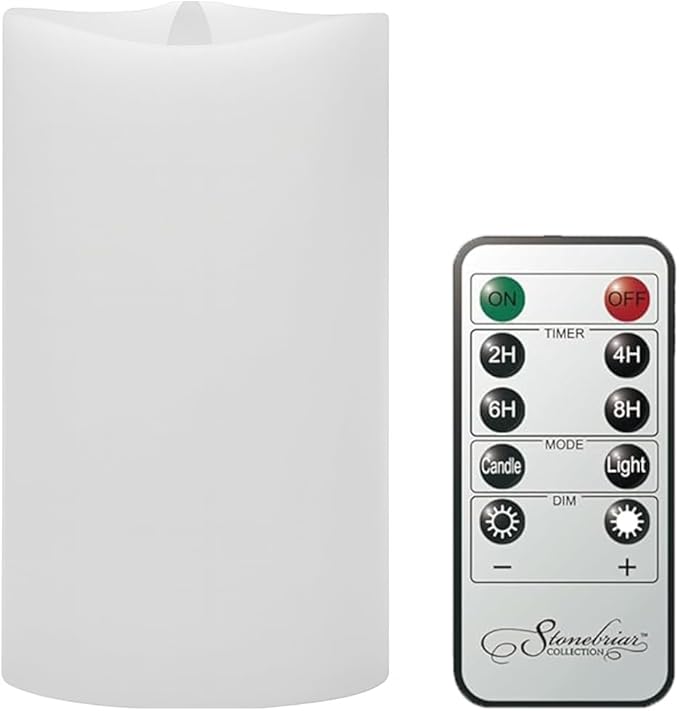 Stonebriar 6 Count White Real Wax 3x6 Flameless LED Pillar Candles with Remote and Timer