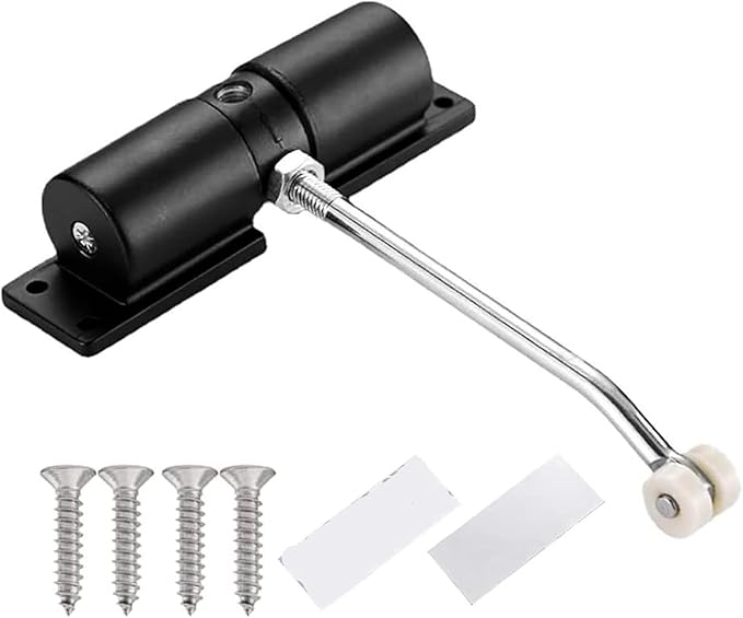 Heavy-Duty Automatic Door Closer, Spring Adjustable 30kg Closing Hinge(Black)