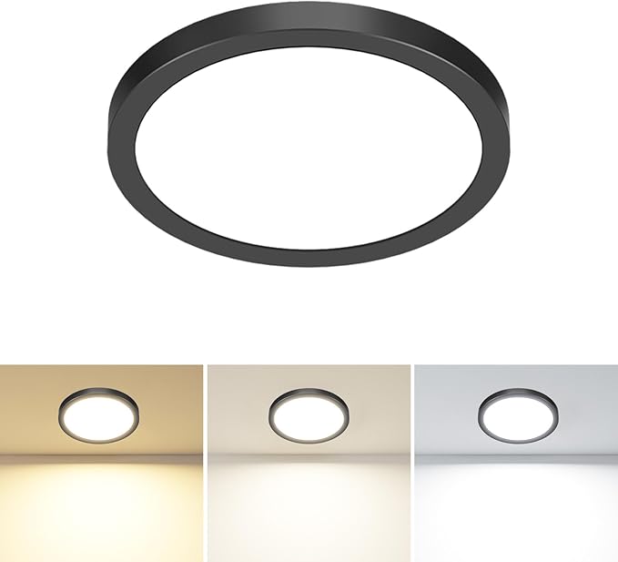 1PACK LED Flush Mount Ceiling Light Fixture Black,4.7Inch 3000k/4500k/6000K Ceiling Light, Ultra-Thin LED Recessed Ceiling Light for Bedroom, Living Room, Kitchen, Hallway