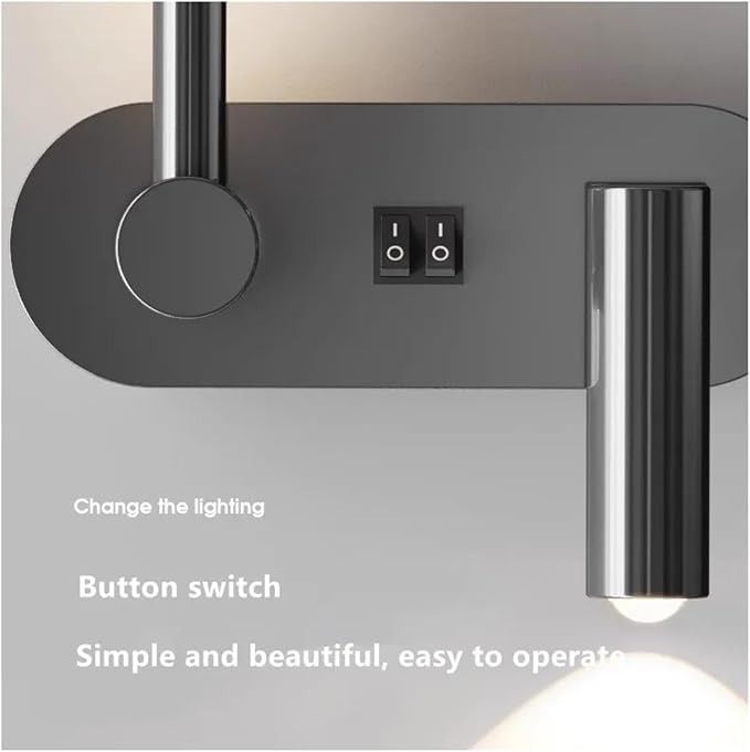 Modern Minimalist Light Luxury LED Wall Lamp Bedroom Bedside Living Room Background Decoration Study Rotating Spotlight,Practical Lighting fixtures