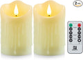 Flameless Candles, Battery Operated Candles with Remote and Timer, 3" x 6", Set of 2, LED Candle Electric Pillar Candle, Ivory Real Wax for Home, Wedding, Christmas