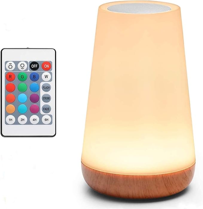 Kids Night Light Table Lamps: Dimmable LED Touch Lamp for Baby & Nursery | Eye-Caring Soft Warm White USB Rechargeable Portable Bedside for Bedroom Living Room Camping