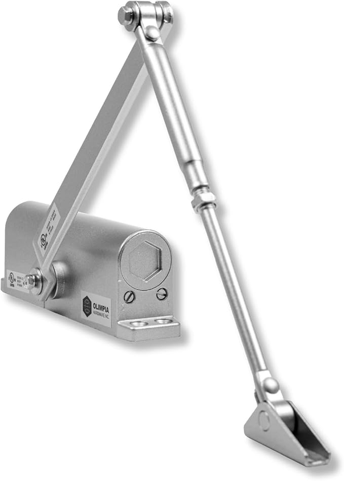 Alupac Automatic Door Closer #963 for Comercial or Residencial UL Listed, Heavy-Duty for Commercial & Residential Doors (88–143 lbs) | Adjustable Closing Speed, Non-Handed, Easy Installation (Silver)