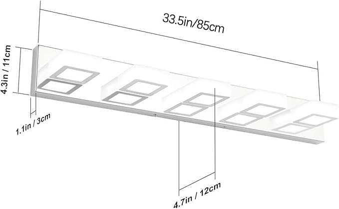 Ralbay Chrome Bathroom Vanity Lighting Fixtures Acrylic Rotable 360° LED Modern Bathroom Vanity Light Over Mirror (6000K White Light)