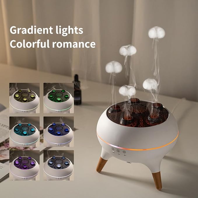Upgrade Dynamic Jellyfish Diffuser, 250ML Cool Mist Humidifier with 7 Color-Changing Lights, Smoke Ring Effect, Remote Control and 4/8H Timer Setting for Home Bedroom Office Yoga,Auto Shut-Off