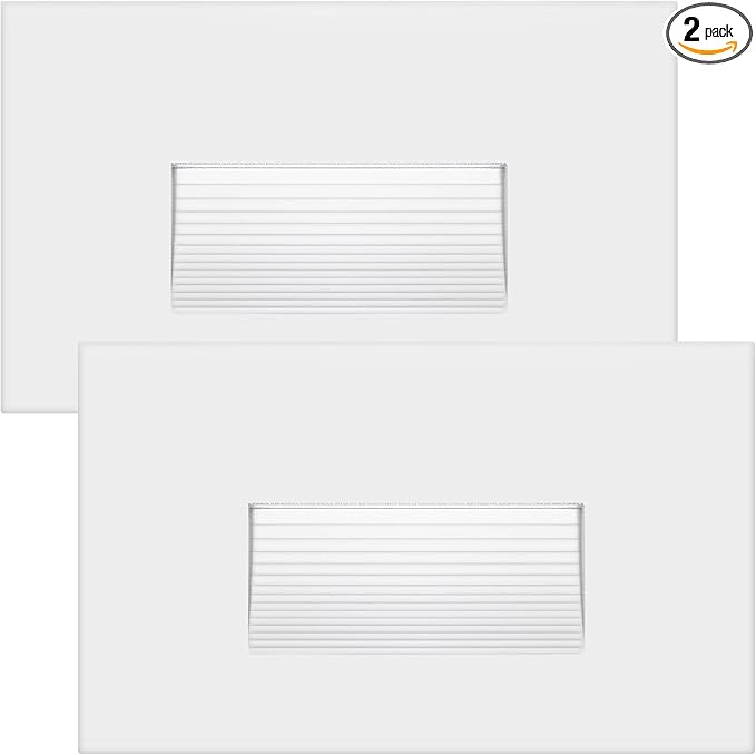 Maxxima 2 Pack Horizontal LED Step Light - Modern Indoor/Outdoor Stair Light, 3 CCT Color Selectable 3000K, 4000K, 5000K, 75 Lumens, IP65 Rated for Outdoor and Damp Locations - White