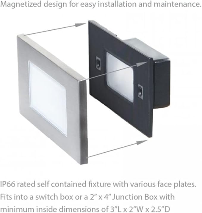 WAC Landscape Lighting, LED 12V Diffused Indoor or Outdoor Step and Wall Light Amber 1800K Built-in LED in Stainless Steel