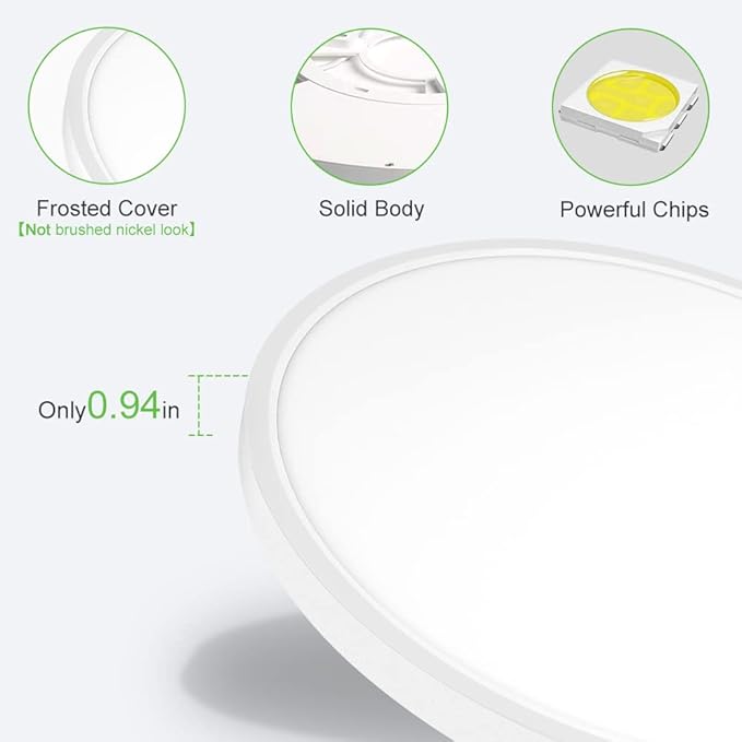 LightingWill 15.7 Inch LED Flush Mount Ceiling Light Fixture, 4000K Nurture White, 3800LM, 32W, Flat Modern Round Lighting Fixture, 320W Equivalent White Ceiling Lamp for Kitchens, Bedrooms.etc.