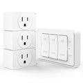 Fosmon Wireless Remote Control Outlet Plug Indoor, Battery Operated Light Switch with Braille On/Off Mark, for Lights, Christmas Tree, No Interference, 15A/1875W, No Wiring & Expandable - 3 Pack
