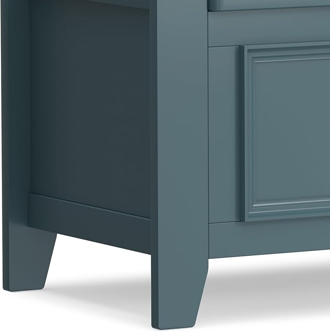 SIMPLIHOME Amherst Entryway Storage Bench - 48 inch Wide Solid Wood Hallway Seat in French Blue, Transitional Bench for Entryway or Living Room with Lift-Up Lid and Spacious Storage
