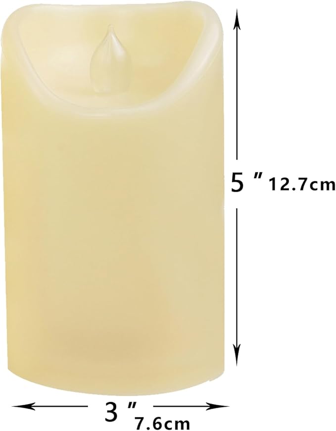 CANDLE CHOICE Outdoor Battery Operated Flameless Candles with Remote Timer Waterproof Flickering Plastic Electric LED Pillar Lights for Lantern Patio Garden Wedding Party Decorations 3x5 Inches 2 Pack