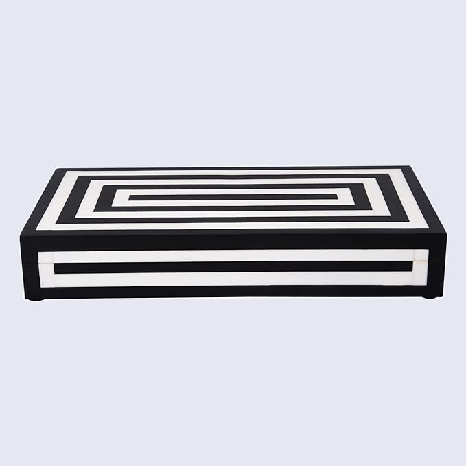 Handicrafts Home Large Decorative Storage Box 12x6– Coffee Table Organizer Box, Modern Home Décor Accent, Keepsake Memory Box, Jewelry Storage Box, Boho Decorative Box with Lid for Shelf, Mantle Decor