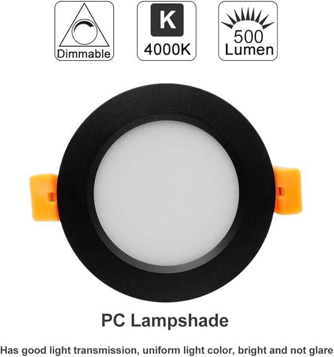 YGS-Tech 3 Inch LED Recessed Lighting, Dimmable Downlight 5W(40W Halogen Equivalent), CRI80, 4000K Natural White, Ceiling Light with LED Driver(4 Pack)