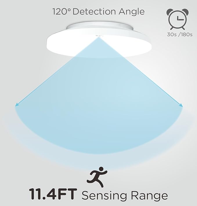 Motion Sensor Ceiling Light Indoor Wired, 9 Inch 18W, 5 CCT 2700/3000/3500/4000/5000K, 3 Brightness Settable, 1550LM Flush Mount LED Closet Lights for Stairs Hallway Laundry Porch, White
