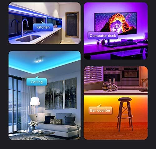 Smart Wi-Fi RGB LED Strip Lights, Music Synced, Color Changing with Remote, App Control for Bedroom Home TV Bar (49.2 FT)