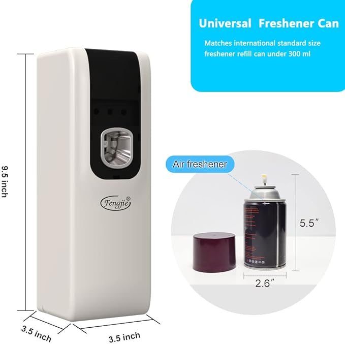 Automatic Air Freshener Spray Dispenser, FENGJIE Auto Air Fresheners Spray -Wall Mount/Free Standing Fragrance Dispenser for Home Room Office Hotel, Commercial Air Freshener Refill