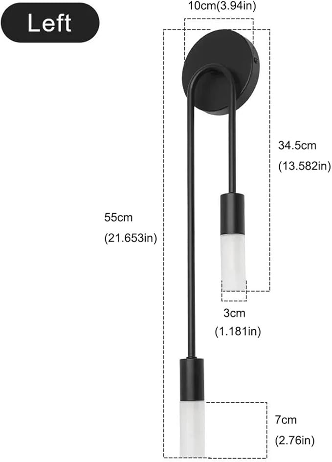 Wallps,Modernmalist Led Wallp – Black &D for Liviroom Bedroom Hallway Bedside – Stylish Home Decor Lightifixture (Left)