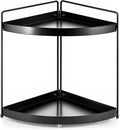 2 Tier Corner Shelf Rack Kitchen Counter Cabinet Bathroom Organizer Makeup Cosmetic countertop Organization and Storage Under Sink Organizers Perfume Trays for Dresser Black