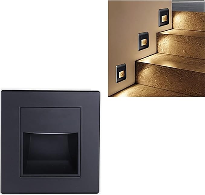 Keenso Integrated Step Light, Soft Warm Lighting for Bedside Hallway Stairs, 3 Pieces 3000K Step Lamp