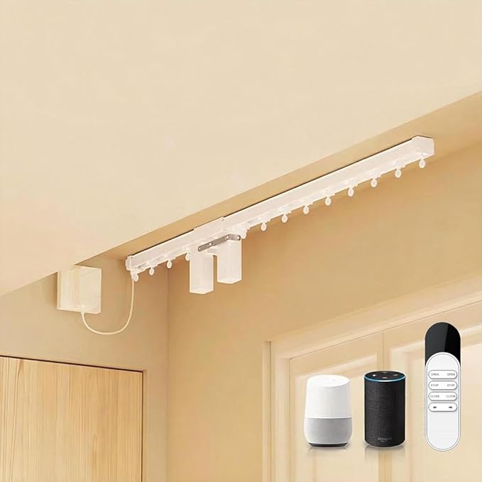 WiFi Smart Curtain Motor Track System, Dual Motor Independent Control Electric Drapery Rods, Mini Automatic Opener for Alexa Google Home, 1.2N.m Heavy Duty (4 meters (157.4 inches))