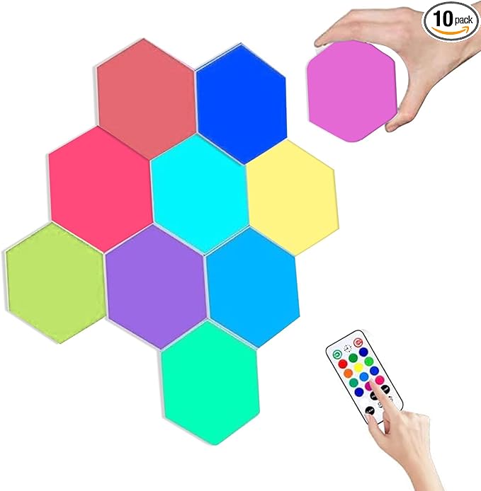 ChenLee Creative Remote Control Hexagonal Wall Lights Smart Touch-Sensitive LED Honeycomb Night Lights DIY Modular Assembled Splicing Modern Wall Lamps Home Decor (10)
