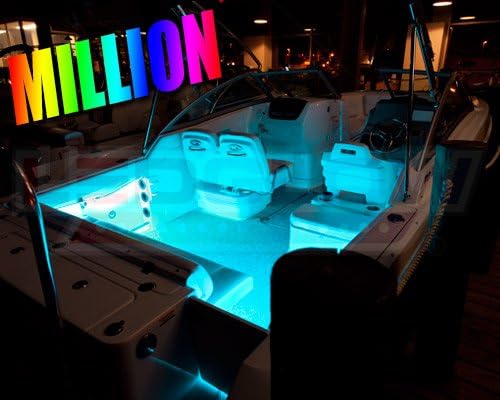 LEDGlow 8pc Million Color LED Boat Marine Deck & Cabin Accent Lighting Kit - 20" Waterproof Flexible Light Strips - Screw Cap Connectors with O-Rings - Includes Control Box & Wireless Remote